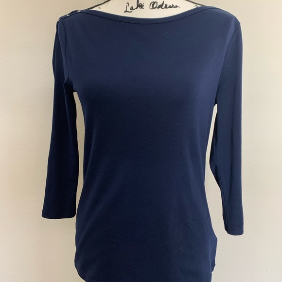 NWT Ralph Lauren Navy Boat Neck Shirt - Picture 3 of 8